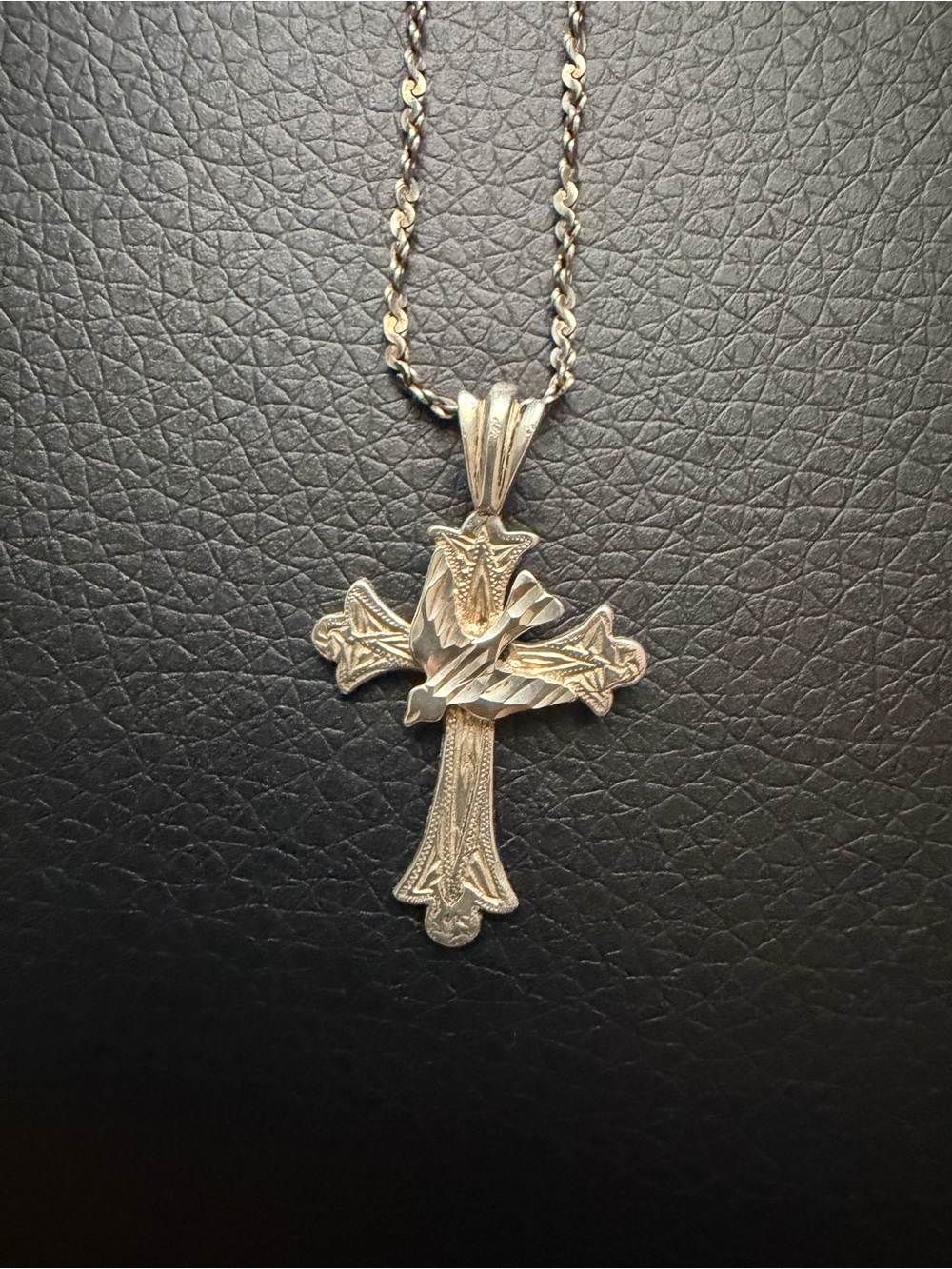 PRICE DROP!! Delicate Sterling Silver Peace Cross Pendant Necklace -